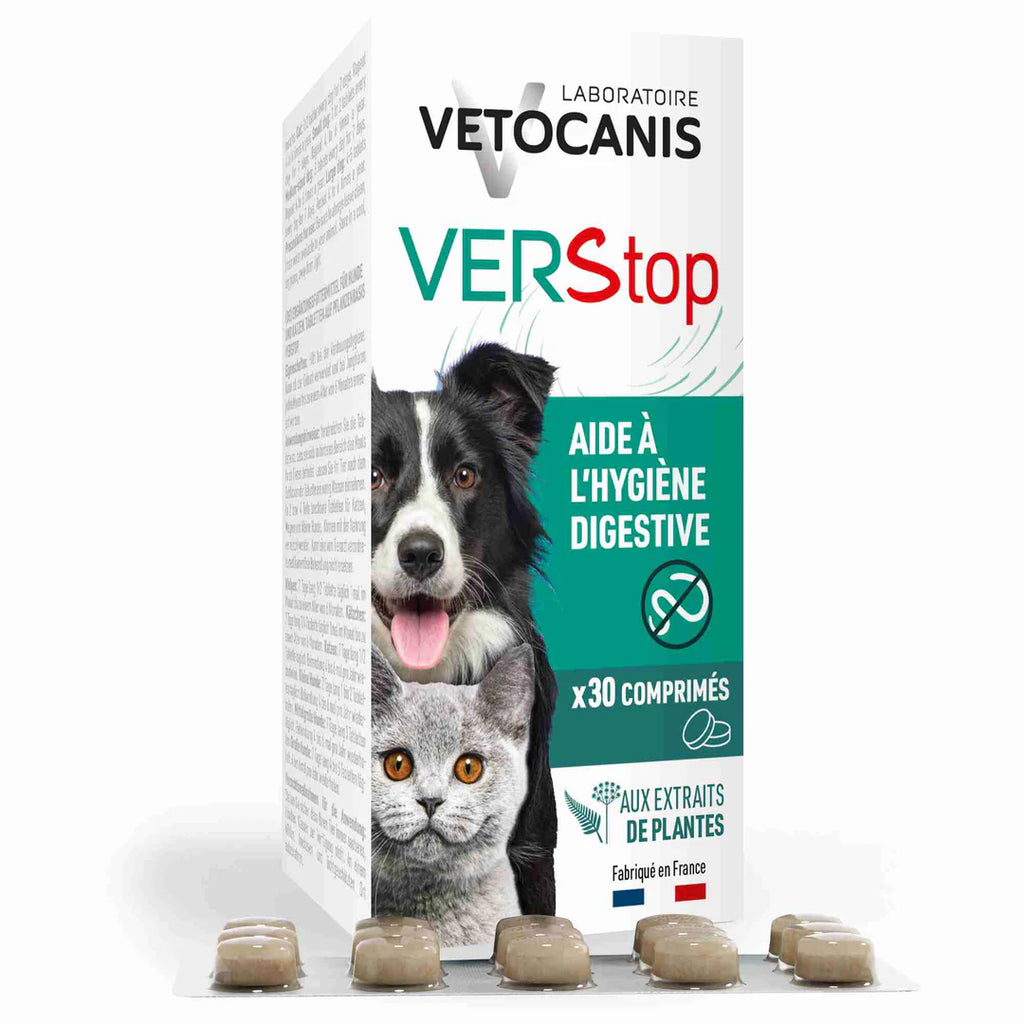 Vetocanis - Comprimés contre les vers intestinaux pour chien et chat - x30 comprimés