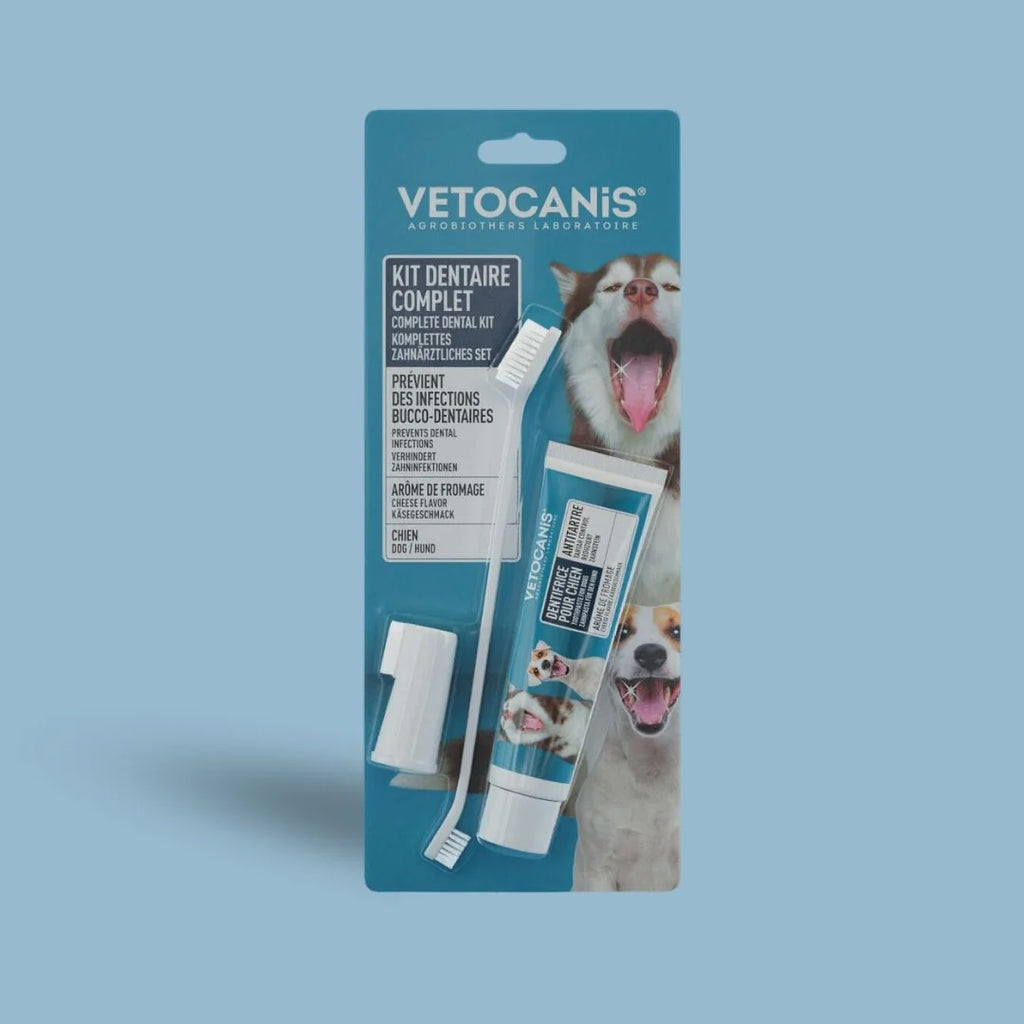 Vetocanis - Kit dentaire pour chien avec brosse à dent et dentifrice